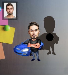 Kişiye Özel Erkek Karikatürlü Ahşap Magnet Model-3