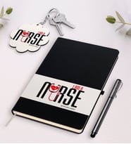 BK Gift Kişiye Özel Hemşire Siyah Defter Kalem Ve Anahtarlık Hediye Seti-1 (Model 1)