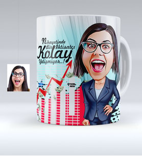 BK Gift Kişiye Özel Bayan Ceo Karikatürlü Beyaz Kupa Bardak  2