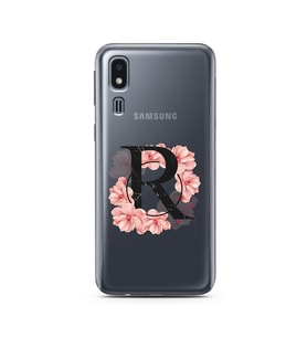 Pembe Çiçekli Harf Tasarım Süper Şeffaf Silikon Telefon Kılıfı Samsung A2 Core R