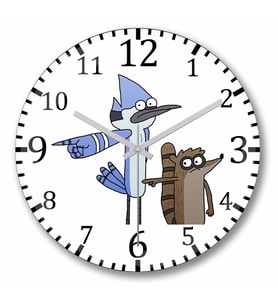 Regular Show   Duvar  Saati  Bombeli Gercek Cam