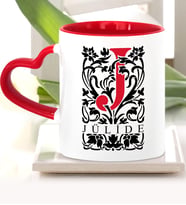 BK Gift Kişiye Özel J Harfi Kırmızı Kalpli Kupa Bardak Model 2
