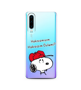 Snoopy Tasarımlı Süper Şeffaf Silikon Telefon Kılıfı Huawei P30 