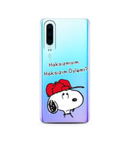 Snoopy Tasarımlı Süper Şeffaf Silikon Telefon Kılıfı Huawei P30 