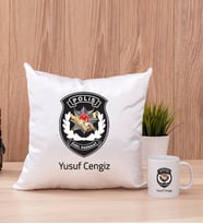 Özel Harekat Polisi Kare Yastık ve Beyaz Kupa Bardak