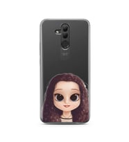 Kıvırcık Saçlı Kız Tasarımlı Süper Şeffaf Silikon Telefon Kılıfı Huawei Mate 20 