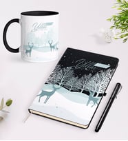BK Gift Kişiye Özel Yılbaşı Mutlu Yıllar Siyah Defter Kalem ve Kupa Seti-20 (Model 1)