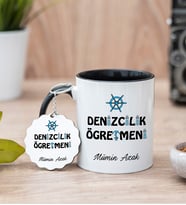 Denizcilik Öğretmeni Siyah Kupa Bardak Ve Anahtarlık Set