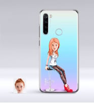 BK Gift Kişiye Özel Bayan Karikatürlü Xiaomi Redmi Note 8 İnce Şeffaf Silikon Telefon Kapağı-39 (Beyaz)
