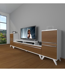 Decoraktiv Ekoflex On2 Mdf Retro Tv Ünitesi Tv Sehpası (Beyaz - Ceviz)