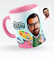 BK Gift Kişiye Özel Bay Ressam Karikatürlü Pembe Kupa Bardak  1