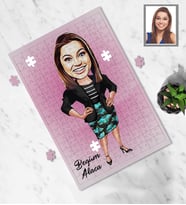 Kişiye Özel Patron Karikatürlü A3 130 Parça Puzzle Bayan-14