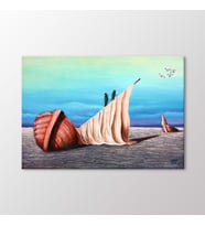 Arty Tablo Denizi Bekleyen Gemi Tablo (Karışık)