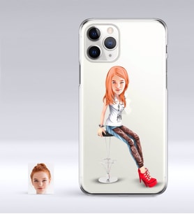 BK Gift Kişiye Özel Bayan Karikatürlü iPhone 11 Pro İnce Şeffaf Silikon Telefon Kapağı-39 (Beyaz)