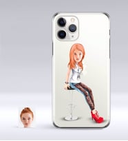 BK Gift Kişiye Özel Bayan Karikatürlü iPhone 11 Pro İnce Şeffaf Silikon Telefon Kapağı-39 (Beyaz)