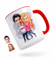 BK Gift Kişiye Özel Sevgililer Karikatürlü Kırmızı Kupa Bardak-5