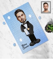 Kişiye Özel Şef Garson Tasarımlı Karikatür A4 99 Parça Puzzle Bay-1