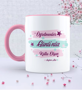 BK Gift Kişiye Özel Öğretmenler Gününüz Kutlu Olsun Pembe Kupa Bardak  4