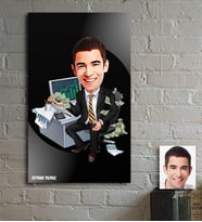 BK Gift Kişiye Özel Bay Bankacı Karikatür Ahşap Tablo - 1