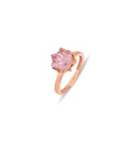 Pembe Quarz Taşlı Lotus Çiçeği Gümüş Yüzük