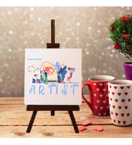 Kişiye Özel Artist Tasarımlı Şövale Ayaklı Dekoratif Doğal Taş (Krem)