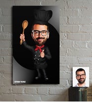 BK Gift Kişiye Özel Chef Karikatür Ahşap Tablo - 1