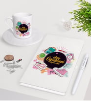 BK Gift Kişiye Özel Sınıf Öğretmeni Beyaz Defter Kalem Türk Kahvesi Fincanı Seti-14 (Model 1)