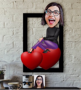 BK Gift Kişiye Özel Bayan Karikatürlü 3D Ahşap Tablo-2