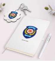 BK Gift Kişiye Özel Çevik Kuvvet Beyaz Defter Kalem Ve Anahtarlık Hediye Seti-1 (Model 1)