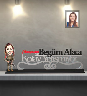 Kişiye Özel Asker Karikatürlü Kolay Yetişmiyor Ahşap Biblo Bayan-1