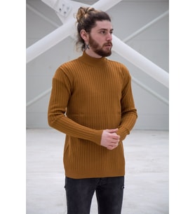 Erkek Yarım Balıkçı Yaka Triko Kazak 21K-6300102 Taba