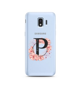 Pembe Çiçekli Harf Tasarım Süper Şeffaf Silikon Telefon Kılıfı Samsung J2 Pro (2