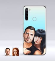 BK Gift Kişiye Özel Sevgililer Karikatürlü Xiaomi Redmi Note 8 İnce Şeffaf Silikon Telefon Kapağı-37 (Beyaz)