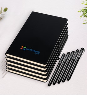 Firmanıza Özel 50 Adet Logolu Siyah Defter ve Kalem Seti