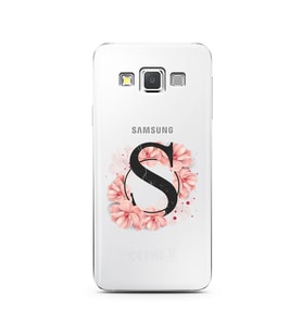 Pembe Çiçekli Harf Tasarım Süper Şeffaf Silikon Telefon Kılıfı Samsung A3 (2015)