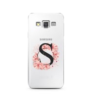 Pembe Çiçekli Harf Tasarım Süper Şeffaf Silikon Telefon Kılıfı Samsung A3 (2015)