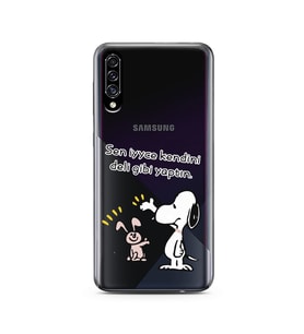 Snoopy Tasarımlı Süper Şeffaf Silikon Telefon Kılıfı Samsung A30s
