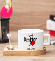 Doktora Hediye Ahşap Altlıklı Fincan