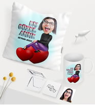 BK Gift Kişiye Özel En Güzel Anne Karikatürlü Beyaz Kupa Ayna Yastık Seti (Model 1)