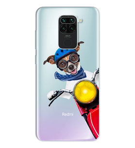 Motorcu Köpek Tasarımlı Süper Şeffaf Silikon Telefon Kılıfı Xiomai Redmi Note 9