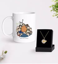 BK Gift Kişiye Özel Sınıf Öğretmeni Beyaz Kupa ve Papatya Kolye Hediye Seti-3 (Model 1)