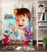 BK Gift Kişiye Özel Bebek Doğum Günü Karikatür Kanvas Tablo 70x100cm 2