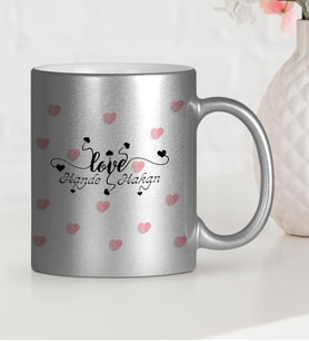 BK Gift Kişiye Özel Sevgililer Günü Temalı Gümüş Yaldızlı Kupa Bardak  28