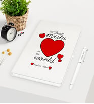 BK Gift Kişiye Özel Dünyanın En İyi Annesi Beyaz Defter Kalem Seti - 12