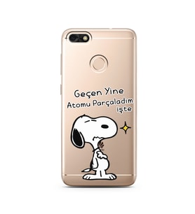 Snoopy Tasarımlı Süper Şeffaf Silikon Telefon Kılıfı Huawei P9 Lite 2017 Mini 