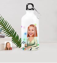 BK Gift Kişiye Özel Bayan Grafik Tasarımcı Karikatürlü Metal Suluk 500 Ml