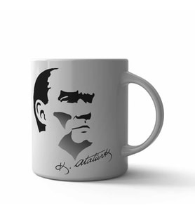 Atatürk Silüet ve İmza Kupa (Çok Renkli)