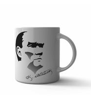 Atatürk Silüet ve İmza Kupa (Çok Renkli)