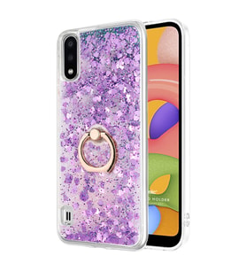 Microsonic Samsung Galaxy A01 Kılıf Glitter Liquid Holder Mor