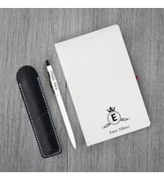 Kişiye Özel UV Baskılı Klasik Model Beyaz Defter ve Beyaz Tükenmez Kalem  Seti